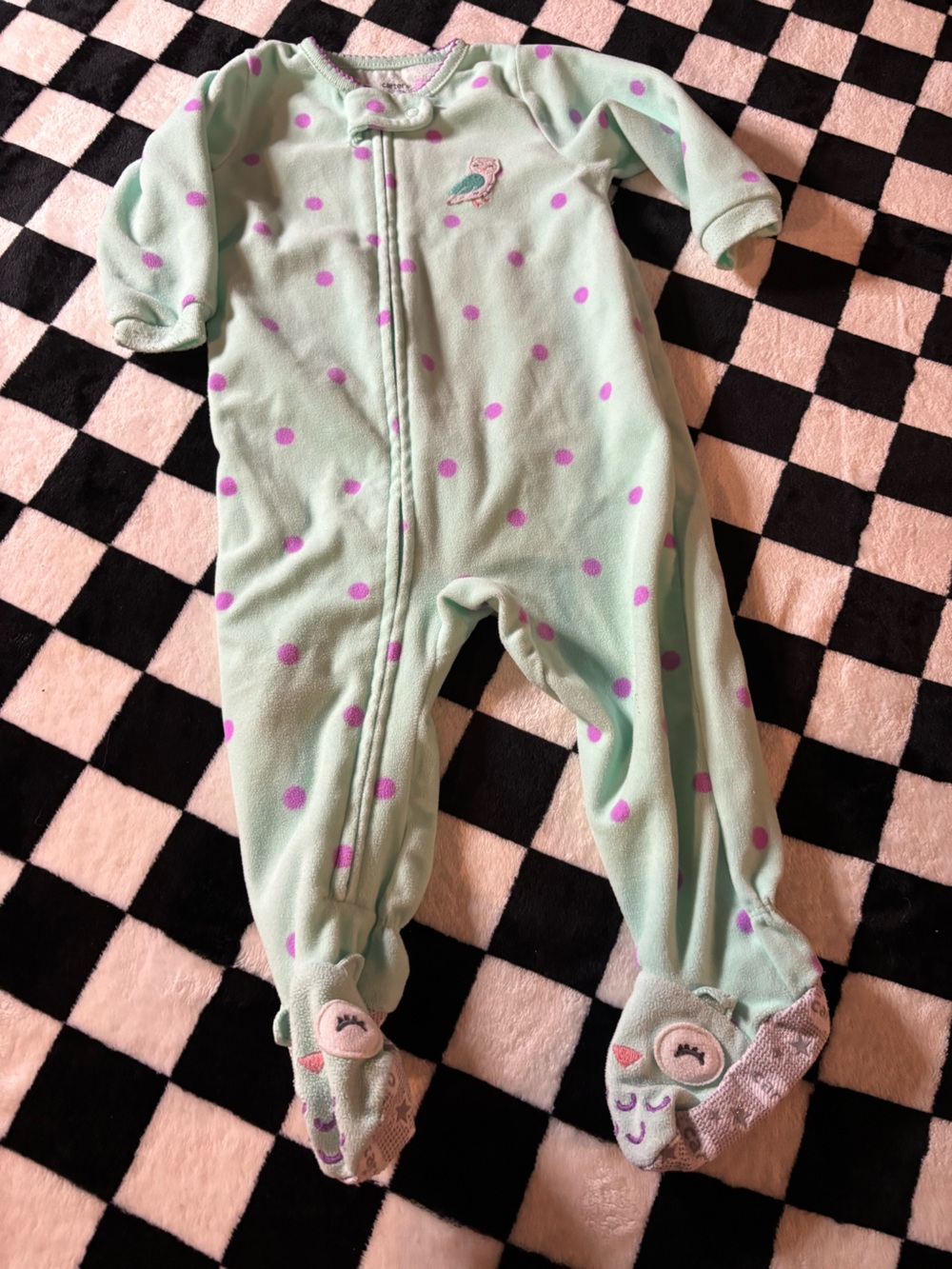 12 month carters owl polkadot fleece winter sleeper